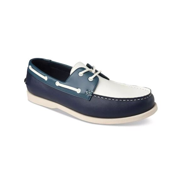 Club Room Elliot 100134206 Boat Shoes Men Blue White Polyurethane Moc-Toe MKZZ42 - Picture 1 of 9